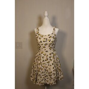 COOPERATIVE Yellow Black Leopard Print Fit Flare Dress Size 4